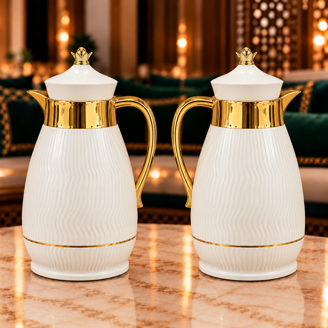 Rafeeva Wave Crown Lid Thermos Set of 2 in White