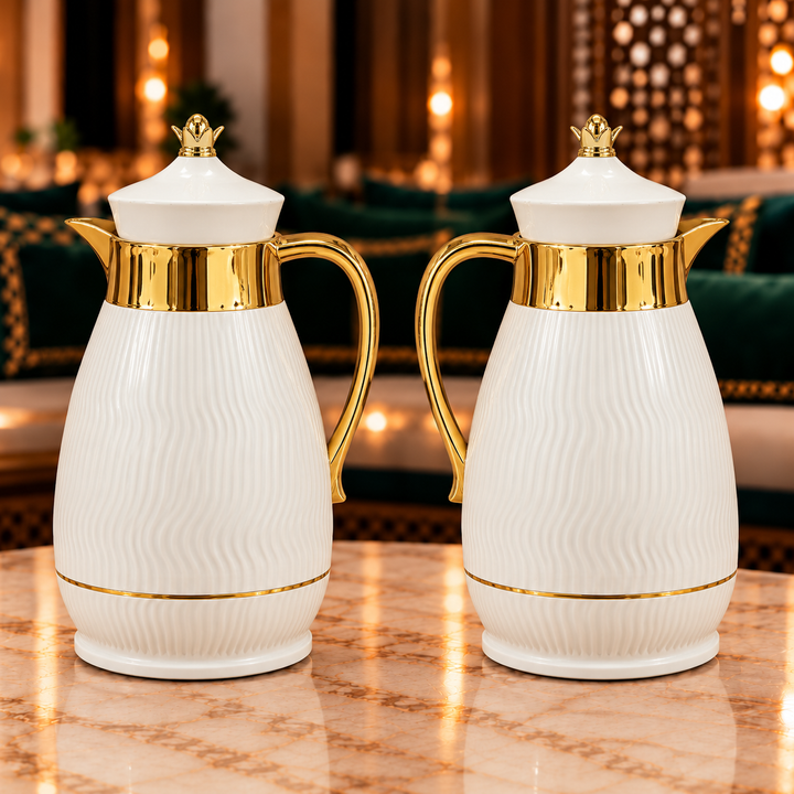 Rafeeva Wave Crown Lid Thermos Set of 2 in White